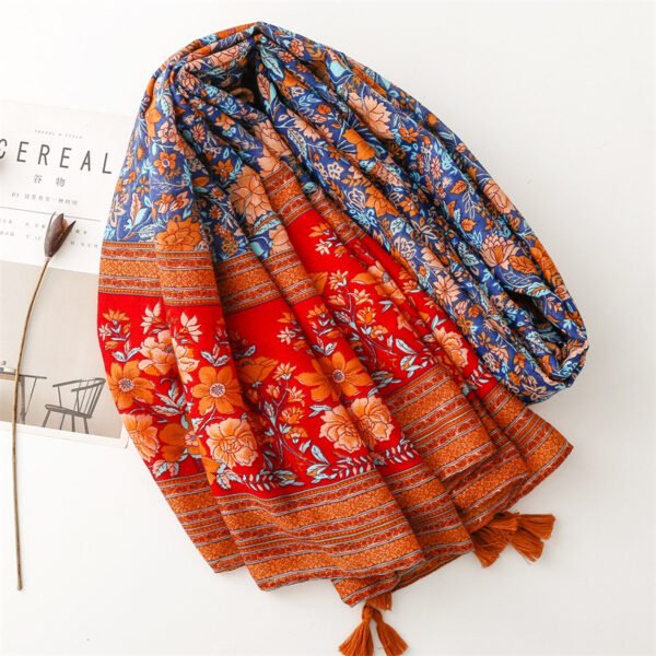 Women's Shawl Red And Blue Classical Nation - Image 3