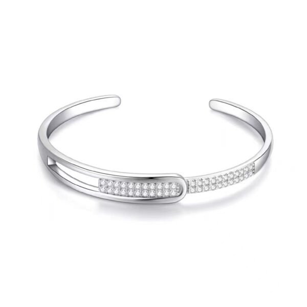 Silver S925 Sterling Silver Bracelet Full Diamond Korean Fashion - Image 7