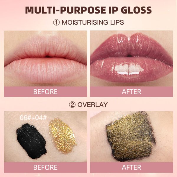 Pearlescent Lip Lacquer Gold Matte Durable Easy To Color - Image 3