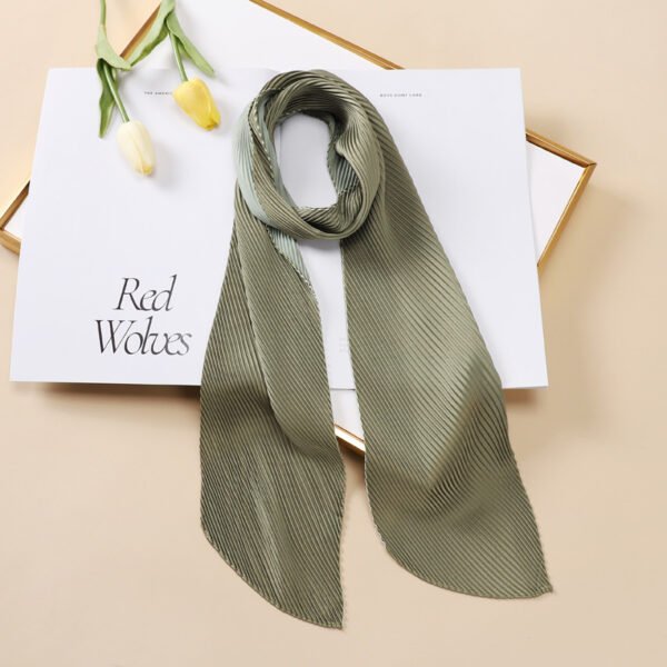 Color Blocking Small Ribbon Scarf Women's Pleated Hair Band - Image 8
