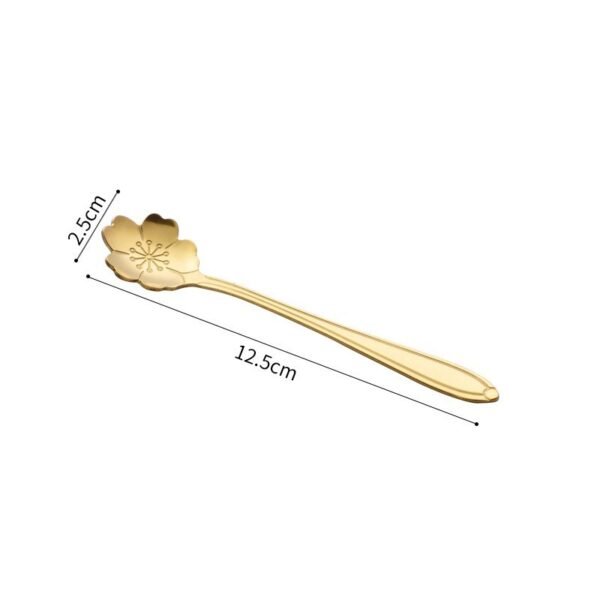 Stainless Steel Korean Spoon Long Handle Cherry Blossom Stirring - Image 8