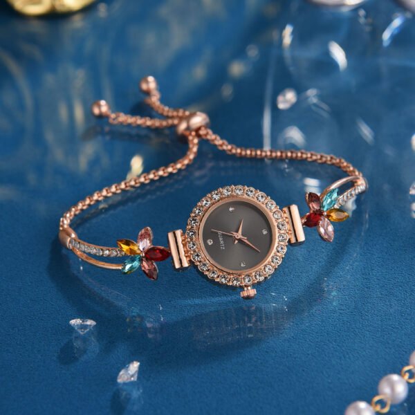 New Fashion Diamond Round Women's Watch Adjustable Bracelet Watch Women's Quartz Watch - Image 9