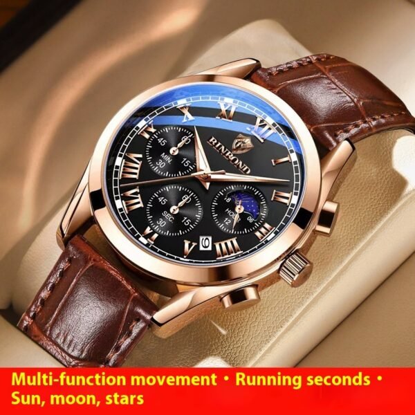 Multifunctional Sports Three Eyes And Six Needles Waterproof Luminous Men's Watch - Image 5