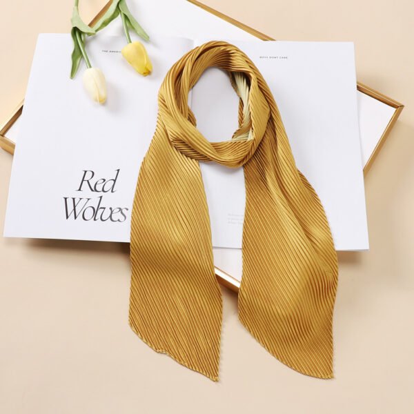 Color Blocking Small Ribbon Scarf Women's Pleated Hair Band - Image 4