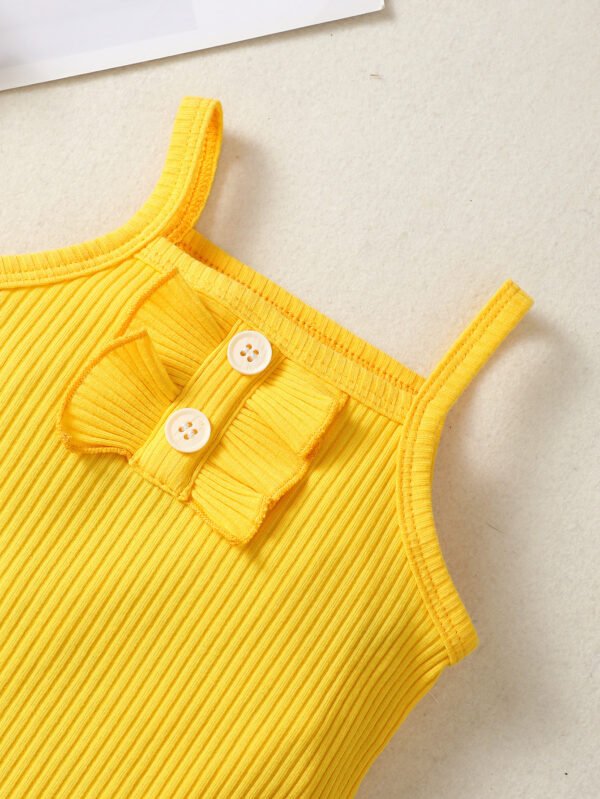 Sunken Stripe Sling Top With Bowknot Short Dress Sets - Image 6