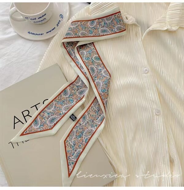 French Vintage Floral Silk Scarf Duplex Printing - Image 7