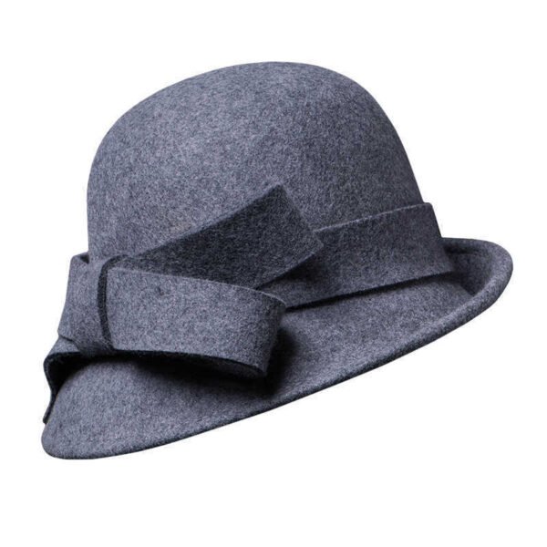 Women's French-style Elegant Retro Woolen Bowler Hat Curling Bow - Image 4