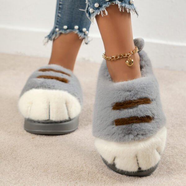 European And American Plus Size Closed Toe Fur Slipper Winter - Image 3