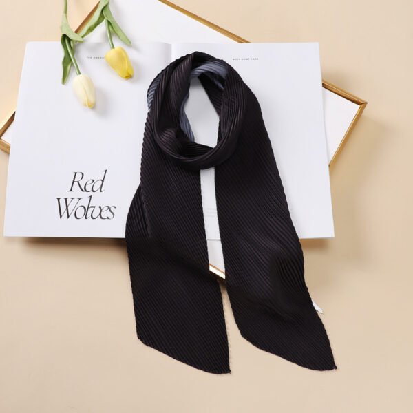 Color Blocking Small Ribbon Scarf Women's Pleated Hair Band - Image 9
