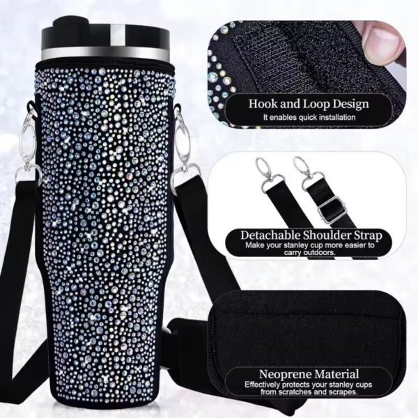 40 Oz Shiny Water Bottle Sets Handbag Adjustable Strap Pearlescent - Image 2
