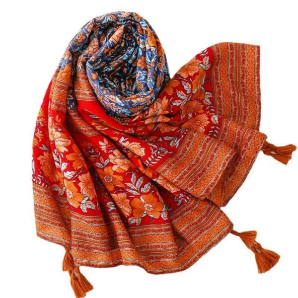 Women's Shawl Red And Blue Classical Nation - Image 5