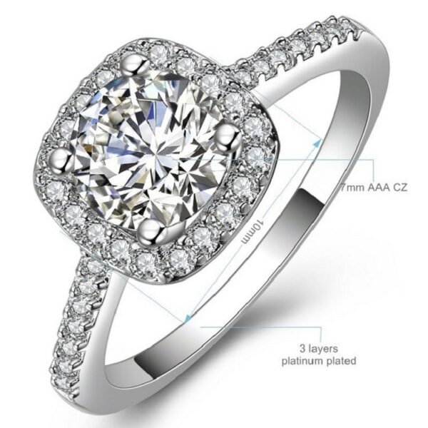 Women's Beautiful Square Diamond Alloy Ring - Image 4