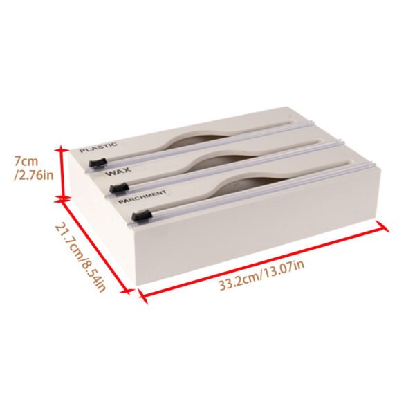 3 In 1 Bamboo Wrap Organizer With Cutter And Labels, Plastic Wrap Aluminum Foil And Wax Dispenser For Kitchen - Image 6