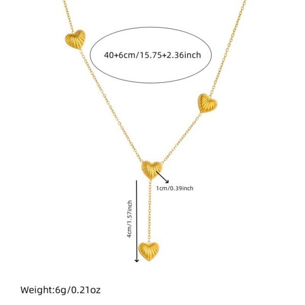 Fashion Simple Striped Heart Tassel Necklace - Image 2