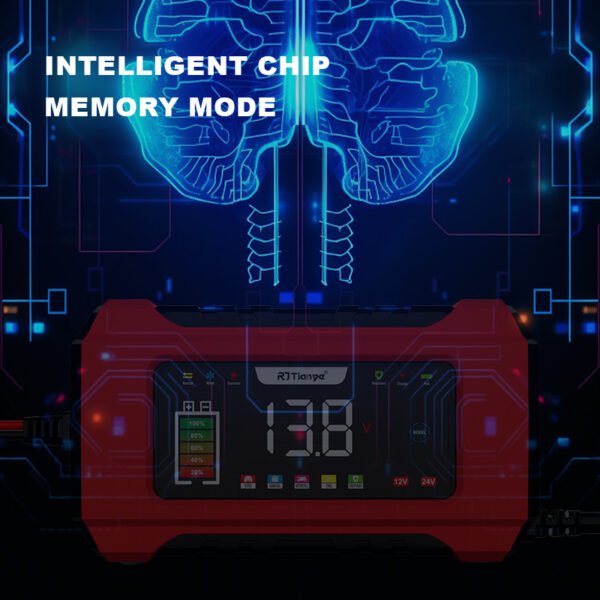 LED Color Screen Digital Display Automobile Battery Charger 12V Battery Charger With Memory Mode Smart Touch Button - Image 3