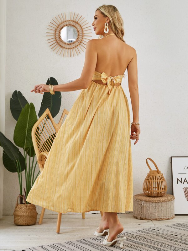 Bohemian Halter Maxi Dress - Women's Summer Sleeveless Flowy Beach Dress - Image 2
