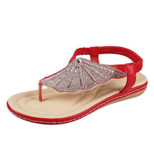 New Rhinestone Shell Flip-Flops Sandals Summer Beach Shoes For Women Fashion Casual Low Heel Flat Slides Slippers - Image 8