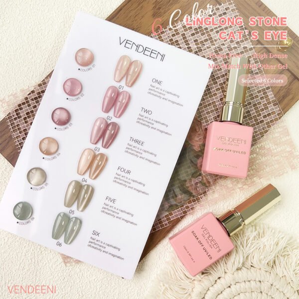 Linglong Stone Cat Eye 6 Colors UV Polish Boiled Water Small Set - Image 5
