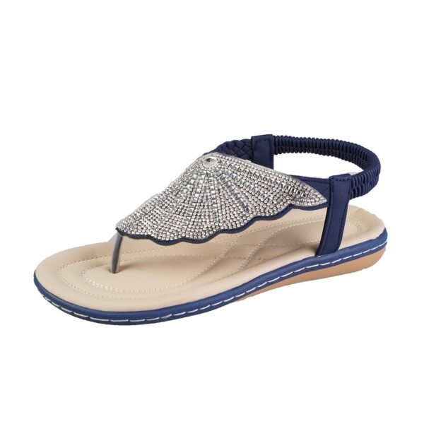 New Rhinestone Shell Flip-Flops Sandals Summer Beach Shoes For Women Fashion Casual Low Heel Flat Slides Slippers - Image 3