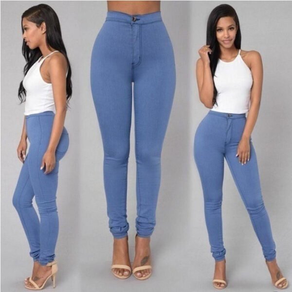 Casual Pants For Women High Waist Stretch Slim Trouser Skinny Candy Color Jeans - Image 5