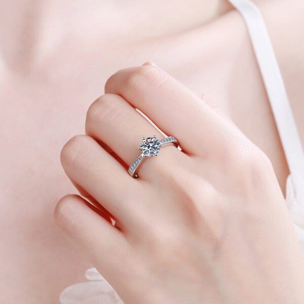 S925 Sterling Silver Ring D Color Moissanite 1 Karat 2 Karat Korean Style - Image 5