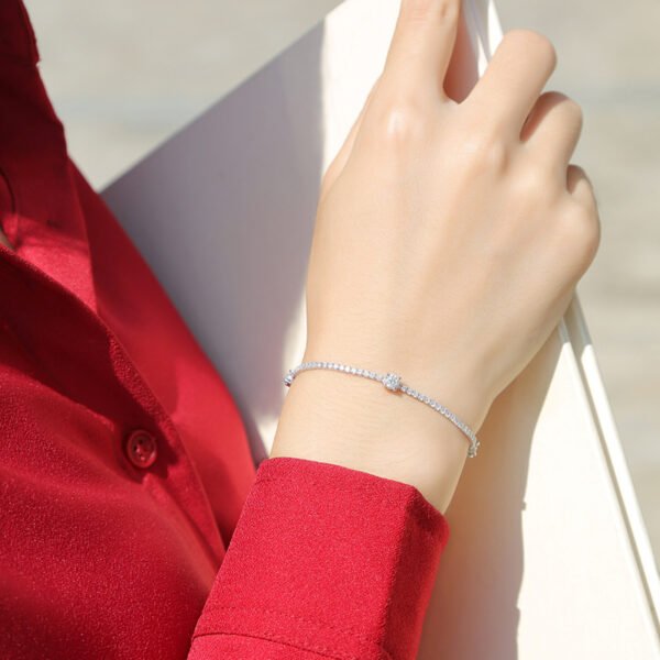 Silver Inlay Moissanite Round Bracelet - Image 3