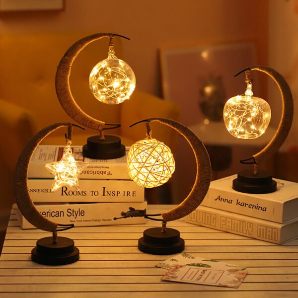 Led Moon Light Wrought Iron Ornament Light Star Shape Copper Wire Light Decorative Light USB Battery - Image 6