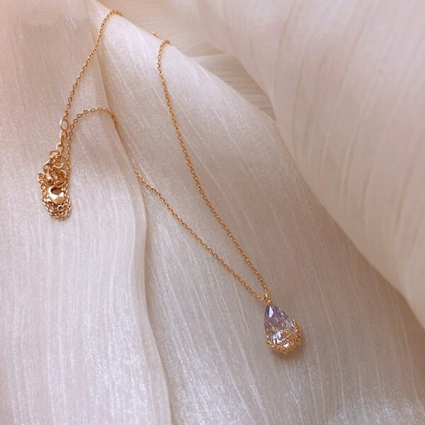 Crystal Water Drop Pendant Necklace Women's Fine Jewelry Adjustable Short Accessories Jewelry Gift - Image 5