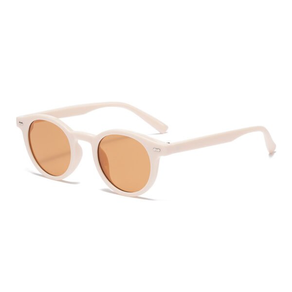 New Beige Nail Round Frame Sunglasses Retro Personality Trendy Sunglasses For Women - Image 4