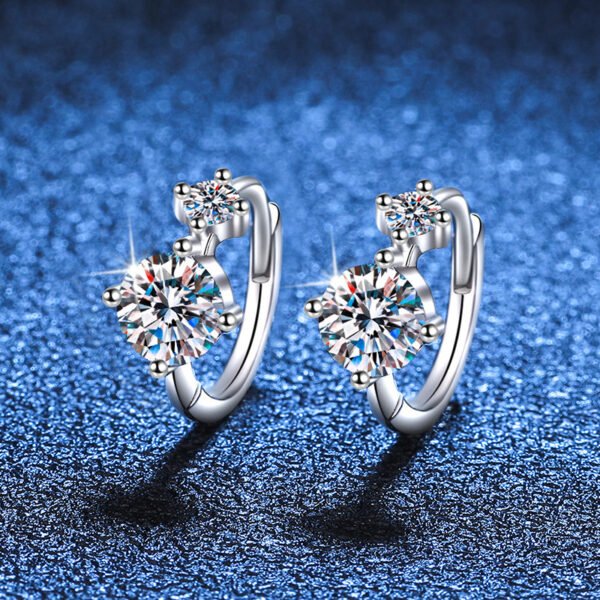 S925 Sterling Silver Earrings Plated Pt950 Simple Graceful Moissanite D Color