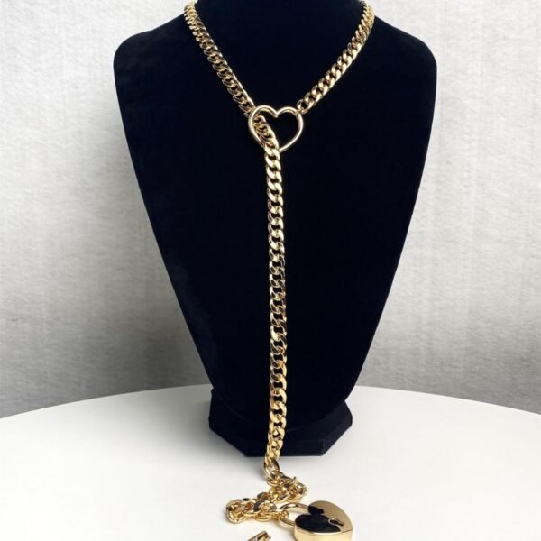 Fashion Jewelry 2024 New Slip Chain Necklace Heart O-Ring Rock Cuban Long Necklace Adjustable Heart Shaped Lock Core With Key - Image 8