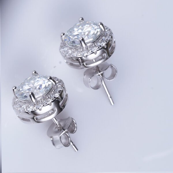 925 Sterling Silver Stud Earrings 1 Karat Moissanite - Image 6