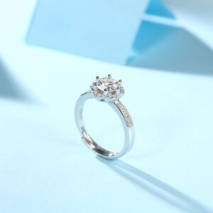 Moissanite Ring Full Of Flowers And Flowers With Open Mouth