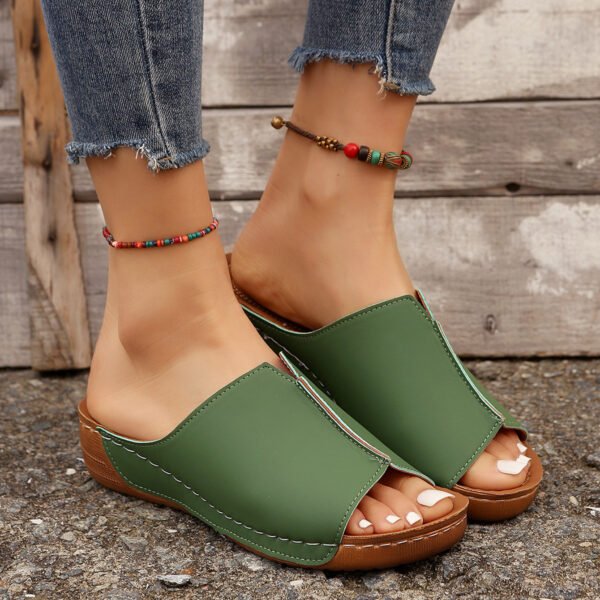 Fashion Solid Wedges Sandals Summer Casual Peep-toe Slippers Outdoor Thick Sole Heightening Slides Shoes Women - Image 9