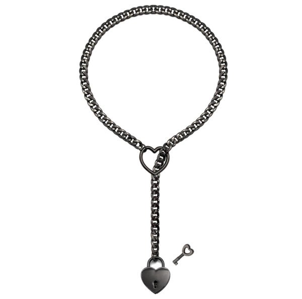 Fashion Jewelry 2024 New Slip Chain Necklace Heart O-Ring Rock Cuban Long Necklace Adjustable Heart Shaped Lock Core With Key - Image 5