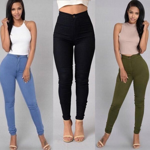 Casual Pants For Women High Waist Stretch Slim Trouser Skinny Candy Color Jeans - Image 7