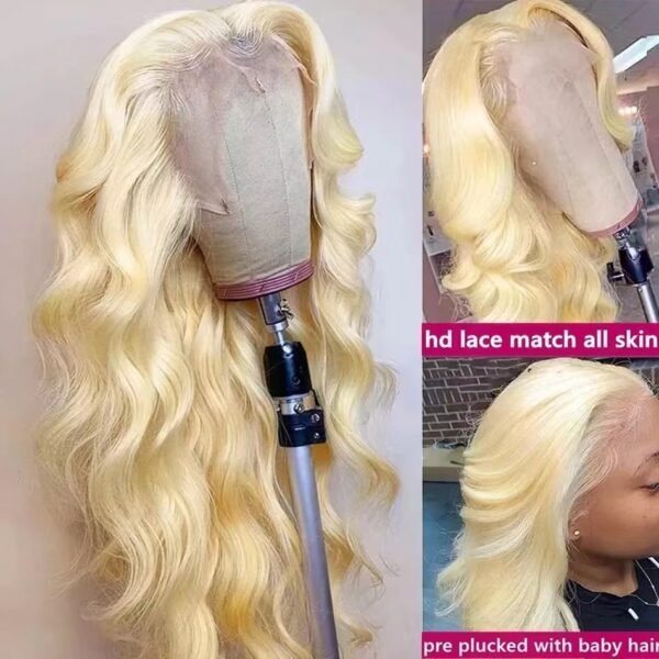 Long Curly Hair Light Blonde Big Waves African Women's Lace Wig - Image 7