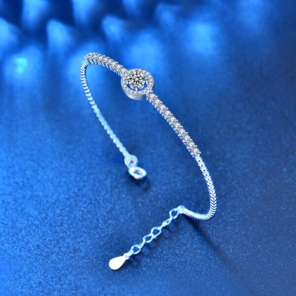 925 Sterling Silver Round Bag Bracelet Ladies Korean Fashion Moissanite Student  Jewelry - Image 4