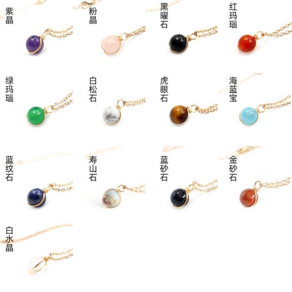 Winding Pendant Natural Crystal Red Agate Necklace Glass Ball Pendant Necklace Women Jewelry Gift - Image 8