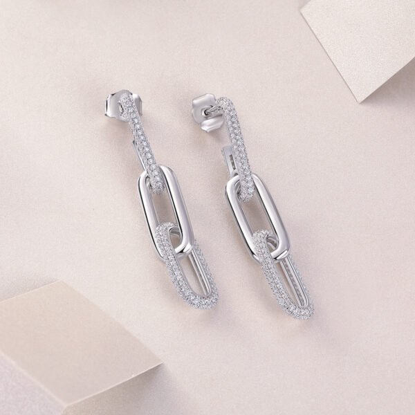 Fashion Geometric Silver Earrings Moissanite - Image 5