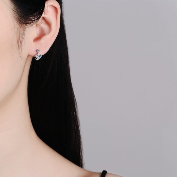 S925 Sterling Silver Earrings Plated Pt950 Simple Graceful Moissanite D Color - Image 4