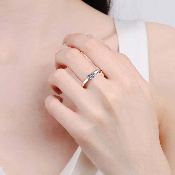 S925 Sterling Silver Moissanite Ring Female Small Waist Across The Star River - Image 5