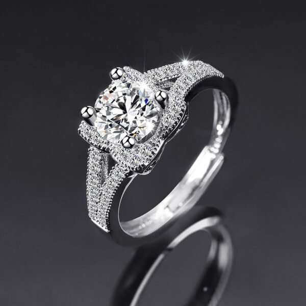Moissanite Ring One Carat Moissanite Ring With Adjustable Opening - Image 4