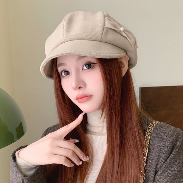 Fashion Pearl Bow Makes Face Look Small Beret Trendy - Image 4