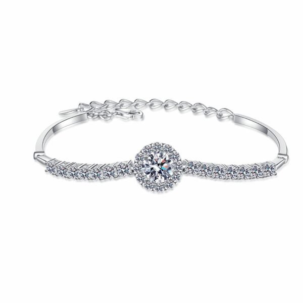 S925 Sterling Silver Hand-inlaid Moissanite Round Bag Gang Drill Bracelet Starry Sky - Image 3