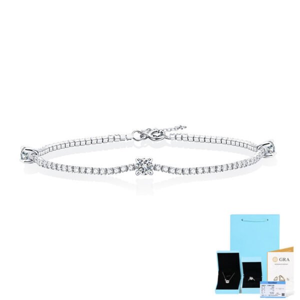 Silver Inlay Moissanite Round Bracelet - Image 5