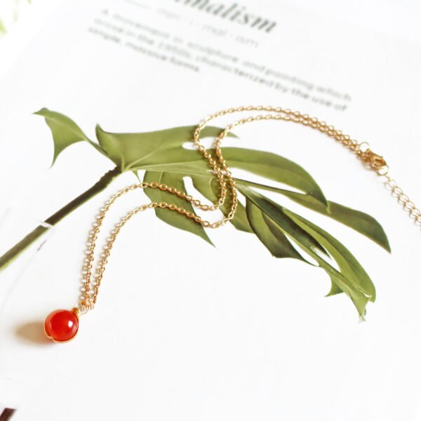 Winding Pendant Natural Crystal Red Agate Necklace Glass Ball Pendant Necklace Women Jewelry Gift - Image 3