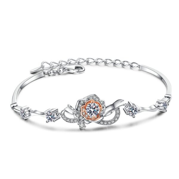 A Rose Bracelet Female S925 Silver Bracelet Inlaid Moissanite Bracelet - Image 4