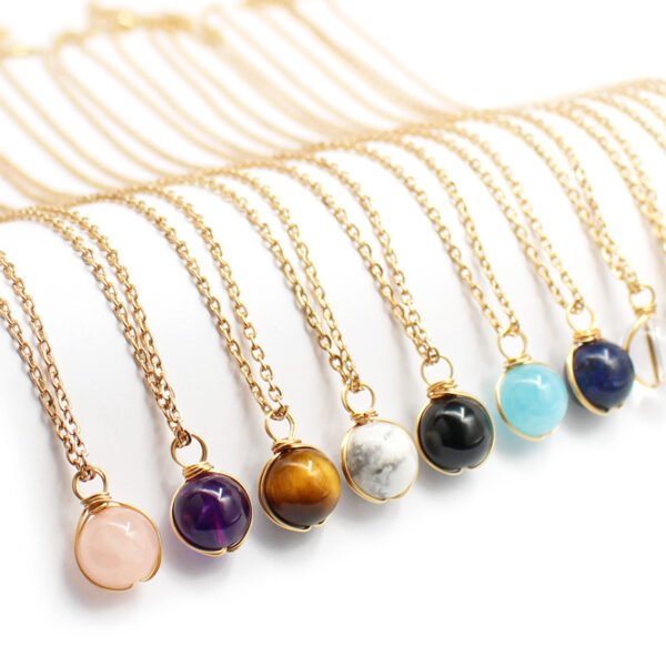 Winding Pendant Natural Crystal Red Agate Necklace Glass Ball Pendant Necklace Women Jewelry Gift - Image 5