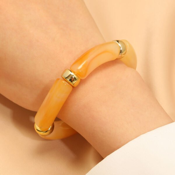 European And American Resin Beaded Bamboo Joint Geometric Exaggerated Color Matching Design Bracelet - Image 3